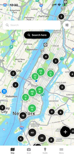 GF Scanner map showing gluten-free restaurants nearby