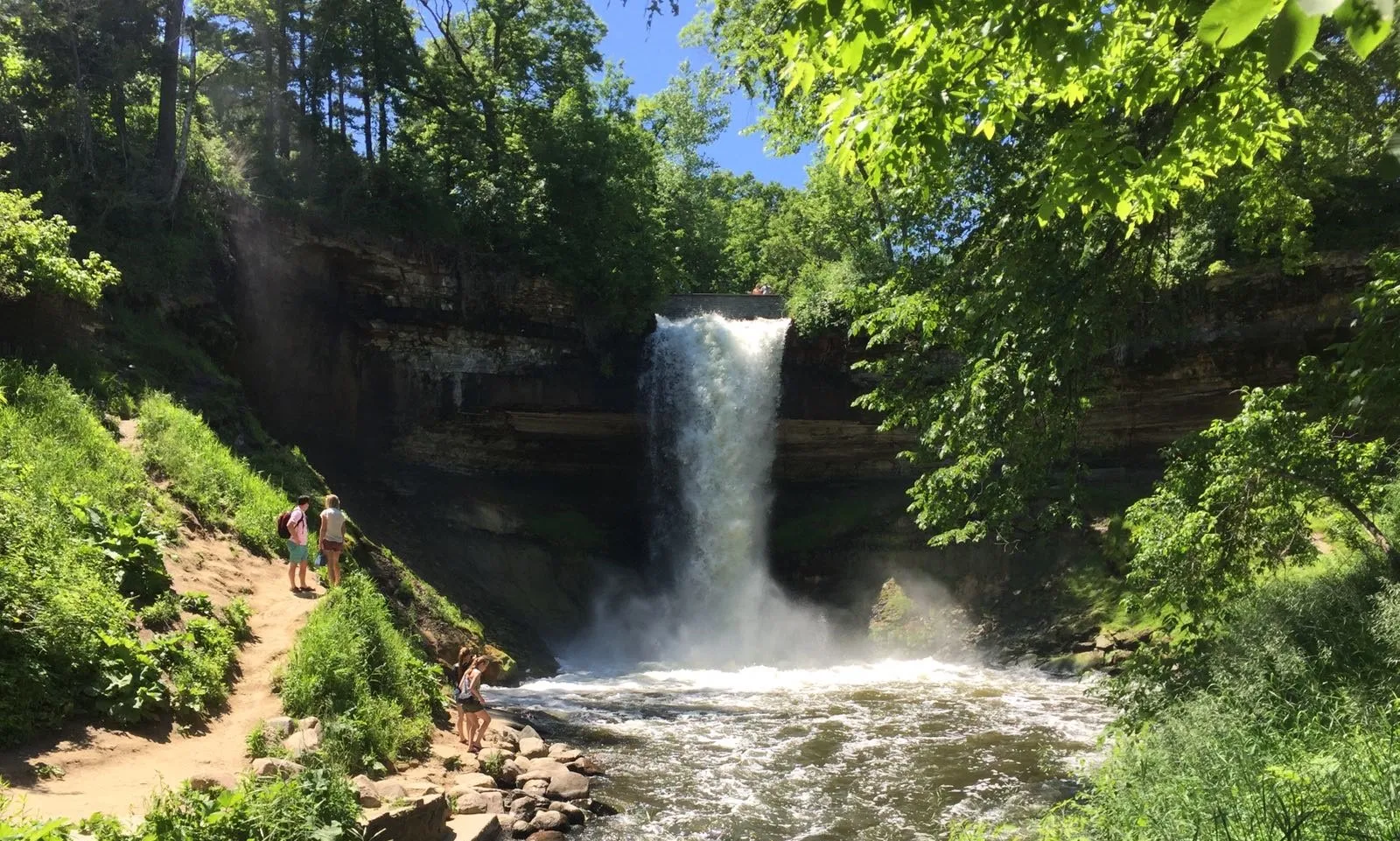 Minnehaha Falls in Minneapolis on a sunny day