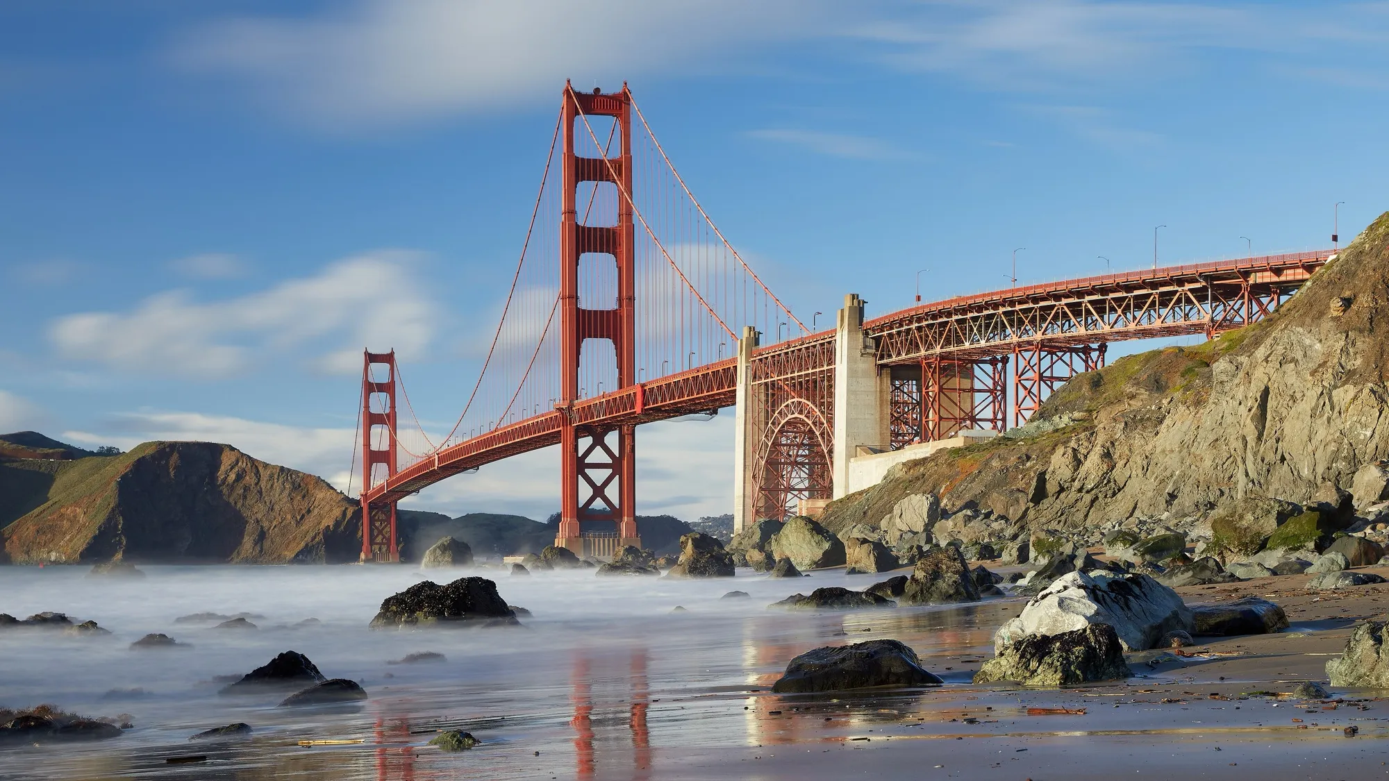 The Golden Gate Bridge seen from Marshall's Beach