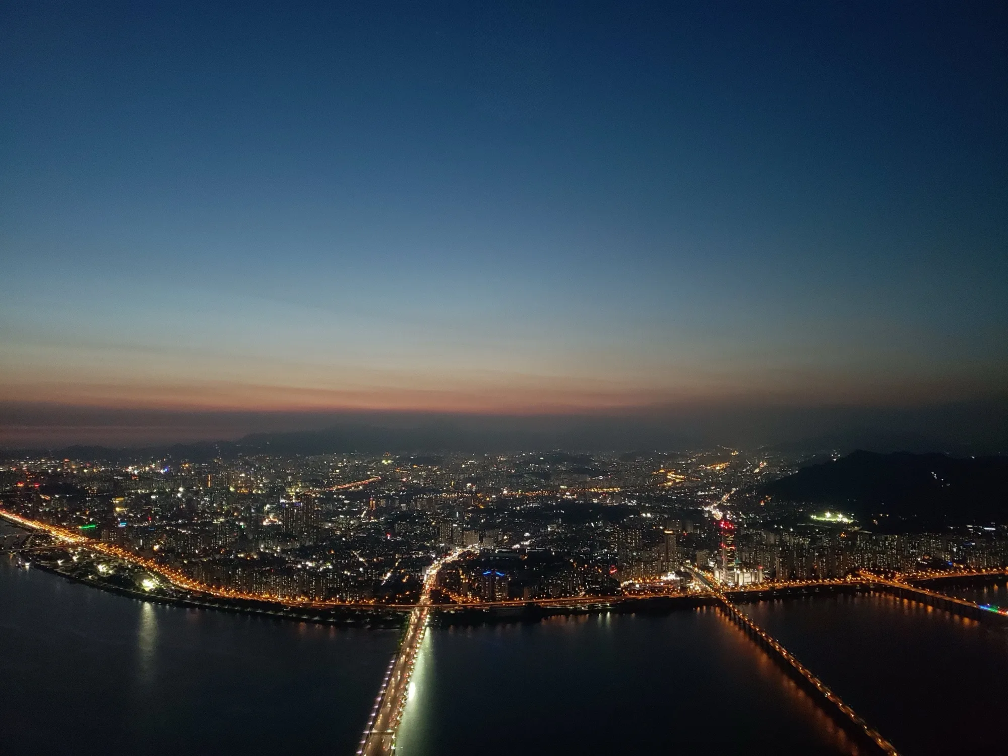 Seoul and the Han River at dusk