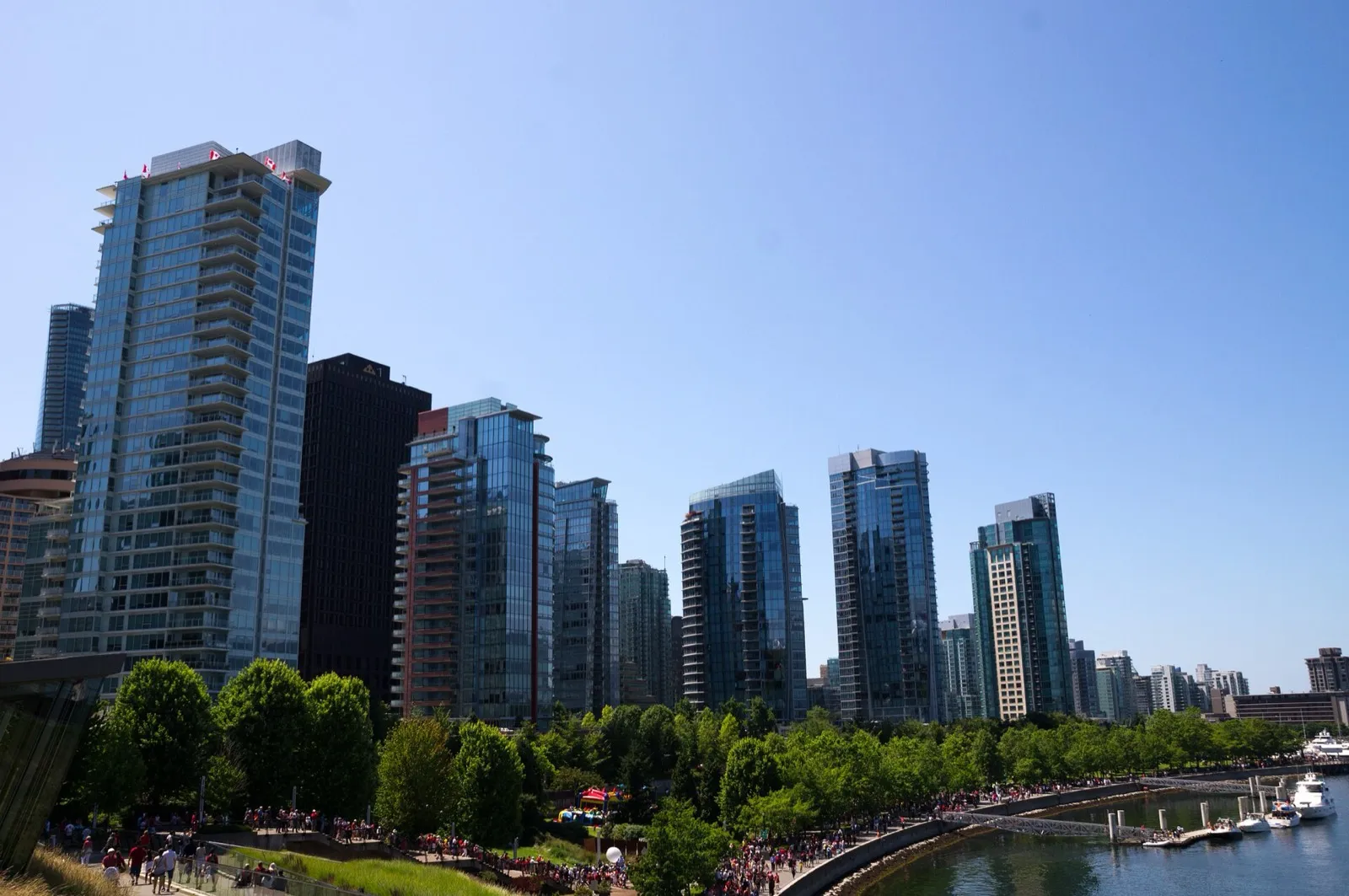 Coal Harbour and downtown Vancouver towers on a sunny day